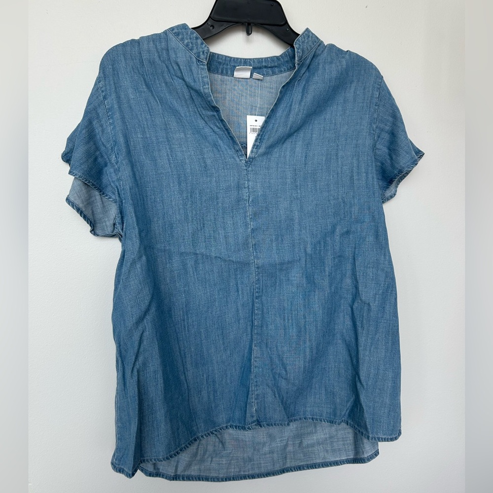 Gap denim v-neck blouse NWT